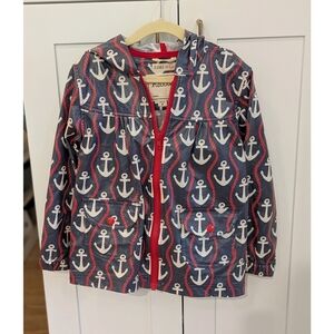 Hatley Anchor Print Kids Raincoat - Blue and Red